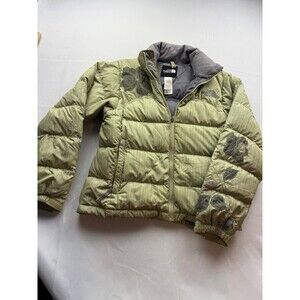 The North Face Womens 1996 Retro Nuptse 700 Down Jacket XS Green Floral Full Zip